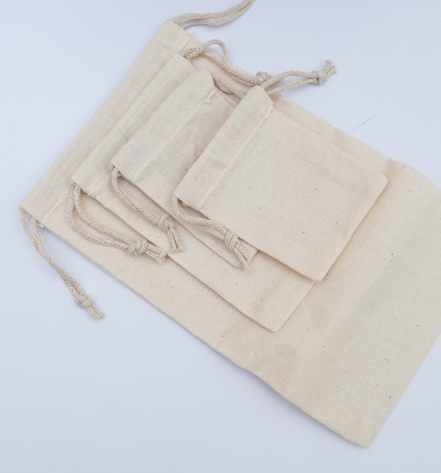 14 x 17 Inches 100% Cotton Reusable Storage Premium Double Drawstring Bags