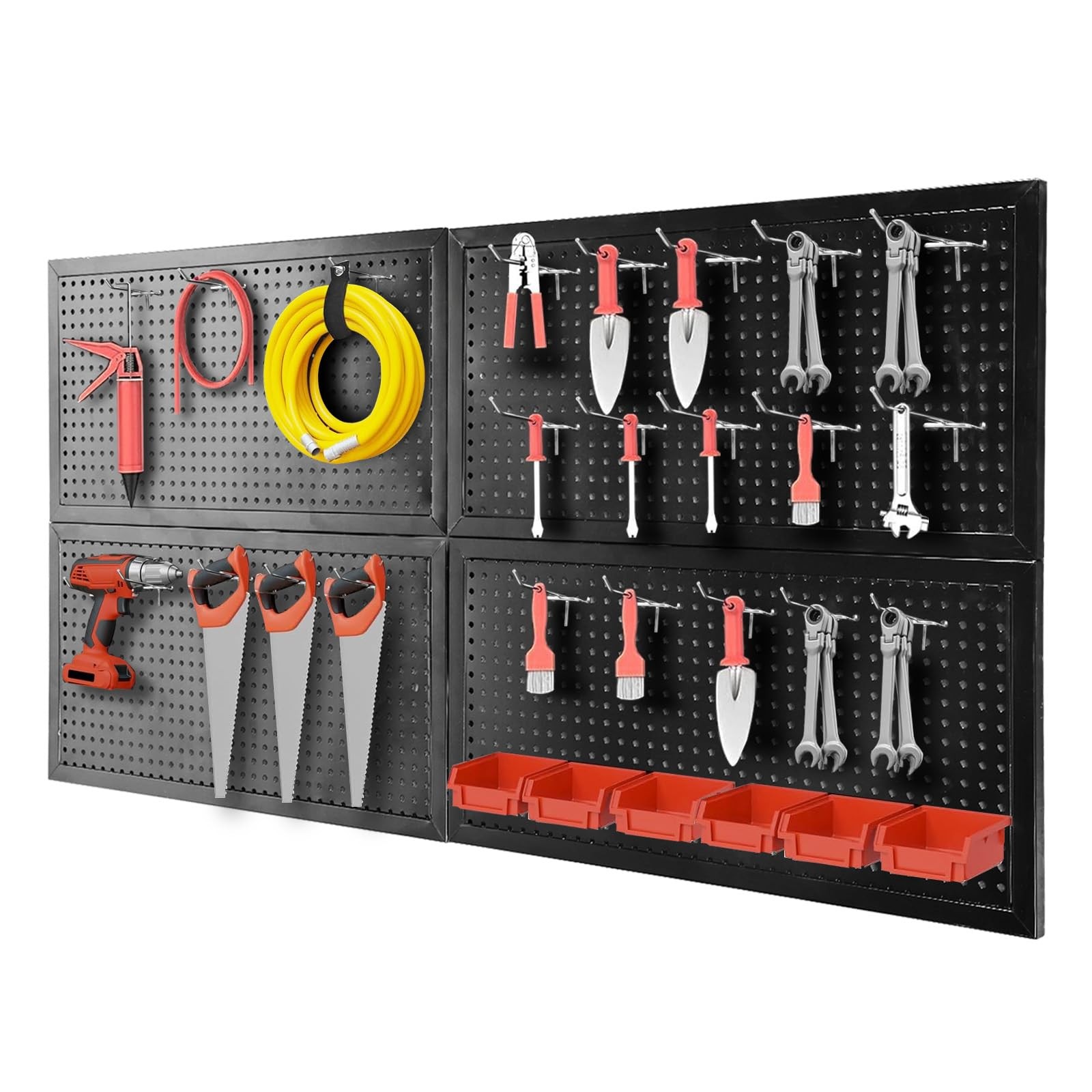 48×24 Inch Metal Pegboard Wall Organizer, Black Pegboard Panels Tool Organize…