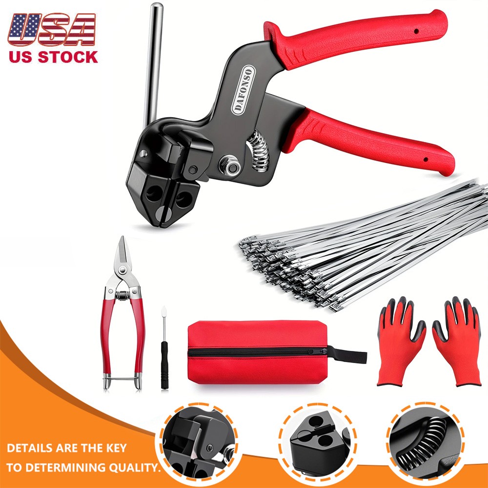 Stainless Steel Zip Ties Gun Kit,Heavy Duty Outdoor Fastening Cable Tie Tool Set