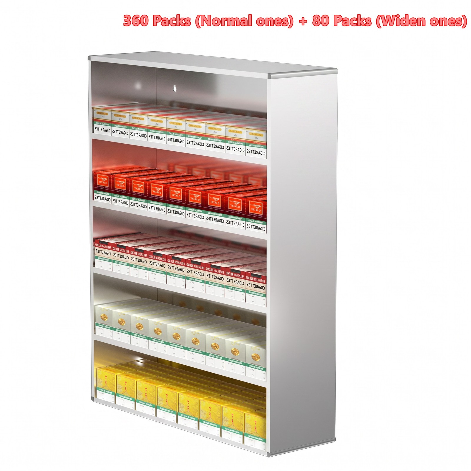 Smoke Retail Cabinet Aluminium Showcase Retail Hanging Rack w/ Automatic Pusher
