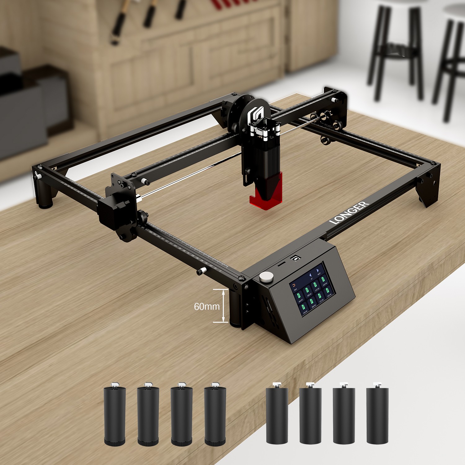 RAY5 20W Laser Engraver+Air Assist Kit+Roller kit+8 Pcs Raiser+Honeycomb 440mm