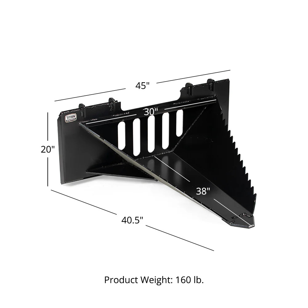 Titan Attachments Economy Series Stump Bucket Tree Scoop V2, Skid Steer Quick Ta