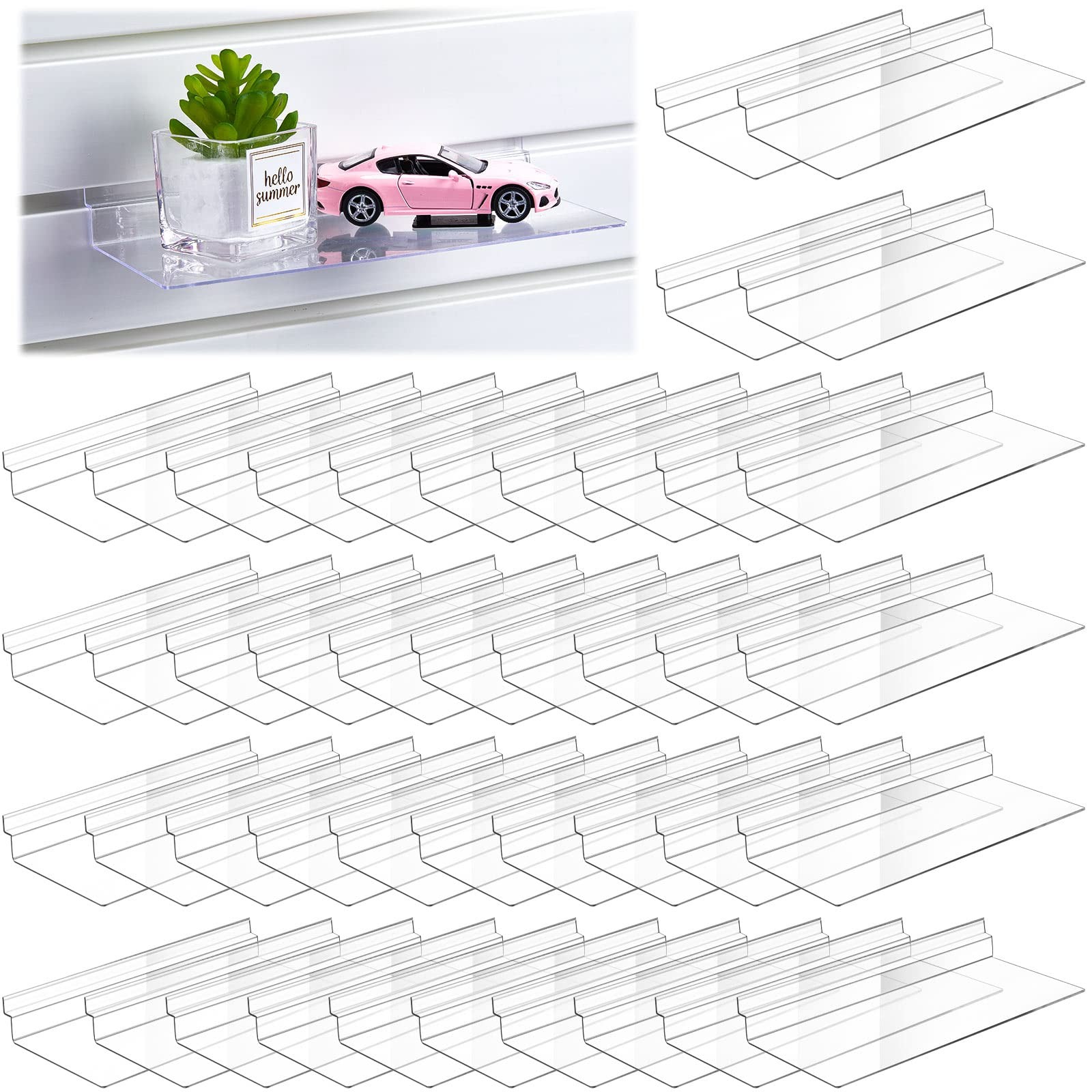 Maitys 45 Pcs Hanging Slatwall Shelves Accessories Clear Slatwall Wire Shelf Sho