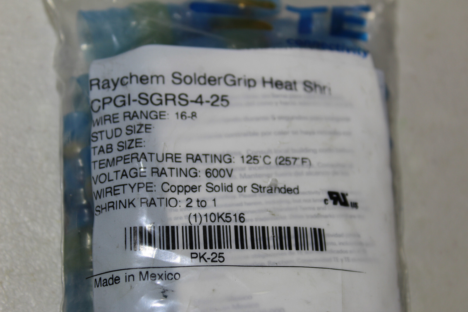25 Raychem Solder Grip Heat Shrink 16-8 Ga Solid or Stranded 2:1 Shrink Wire Nut