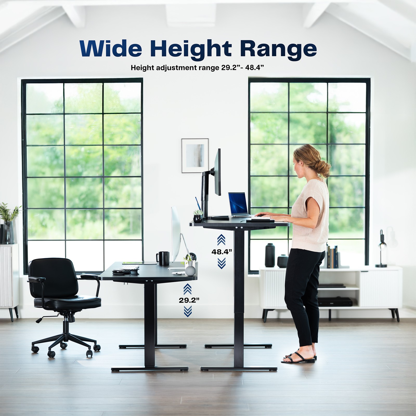 VIVO Electric 71”x30” Stand Up Desk, Rustic Vintage Brown Table Top, Black Frame
