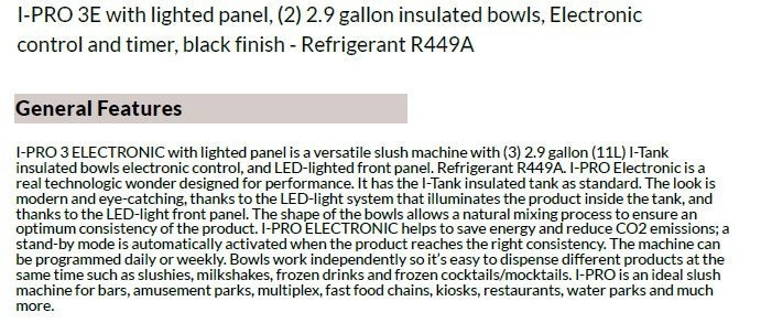 Crathco I-Pro 3M Bowl Type Frozen Granita Dispenser w/2.9 gal – 115V – Triple