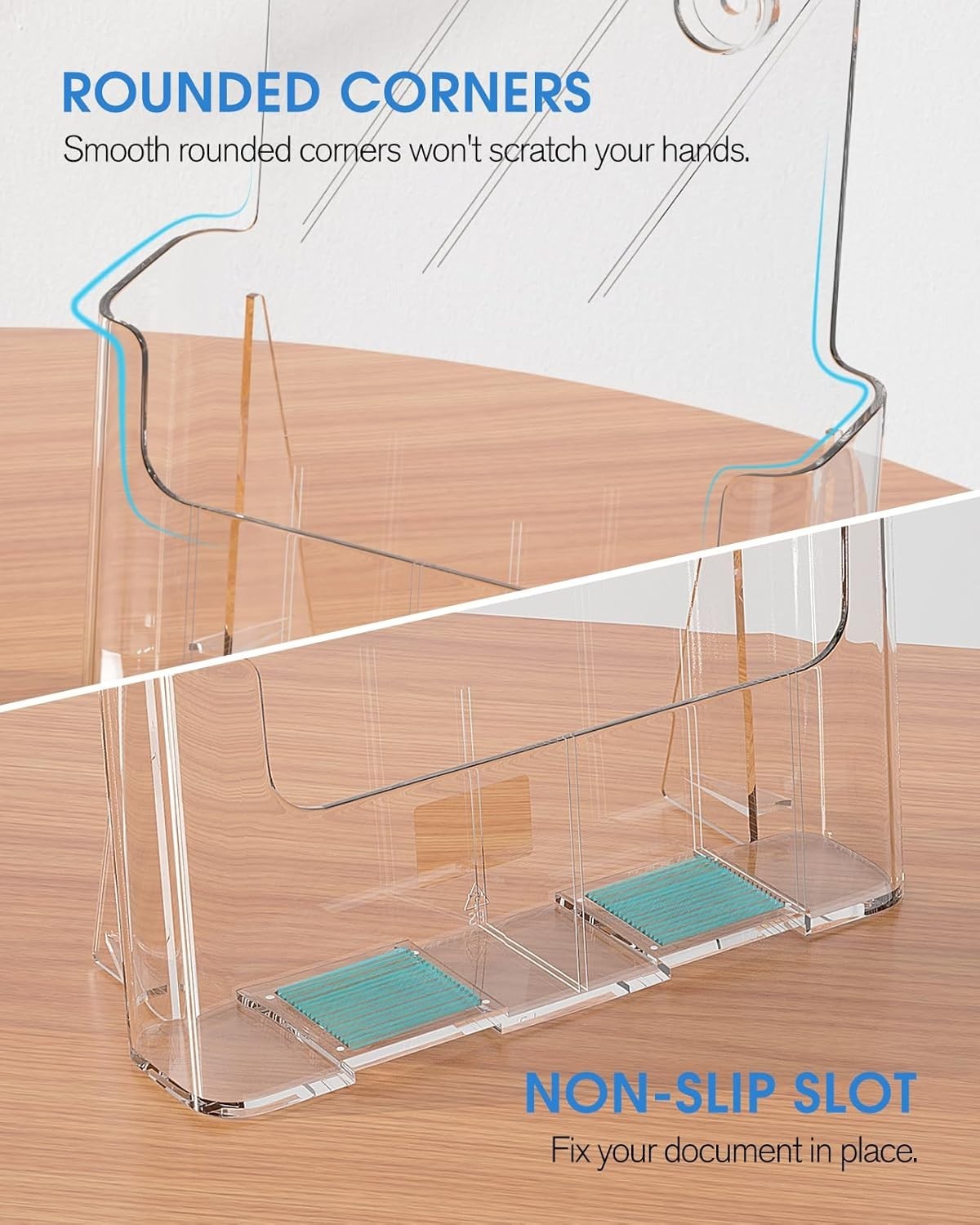 Crystal Clear 8.5 x 11 Acrylic Display Stand for Pamphlets – 2 Pack, Easy Access