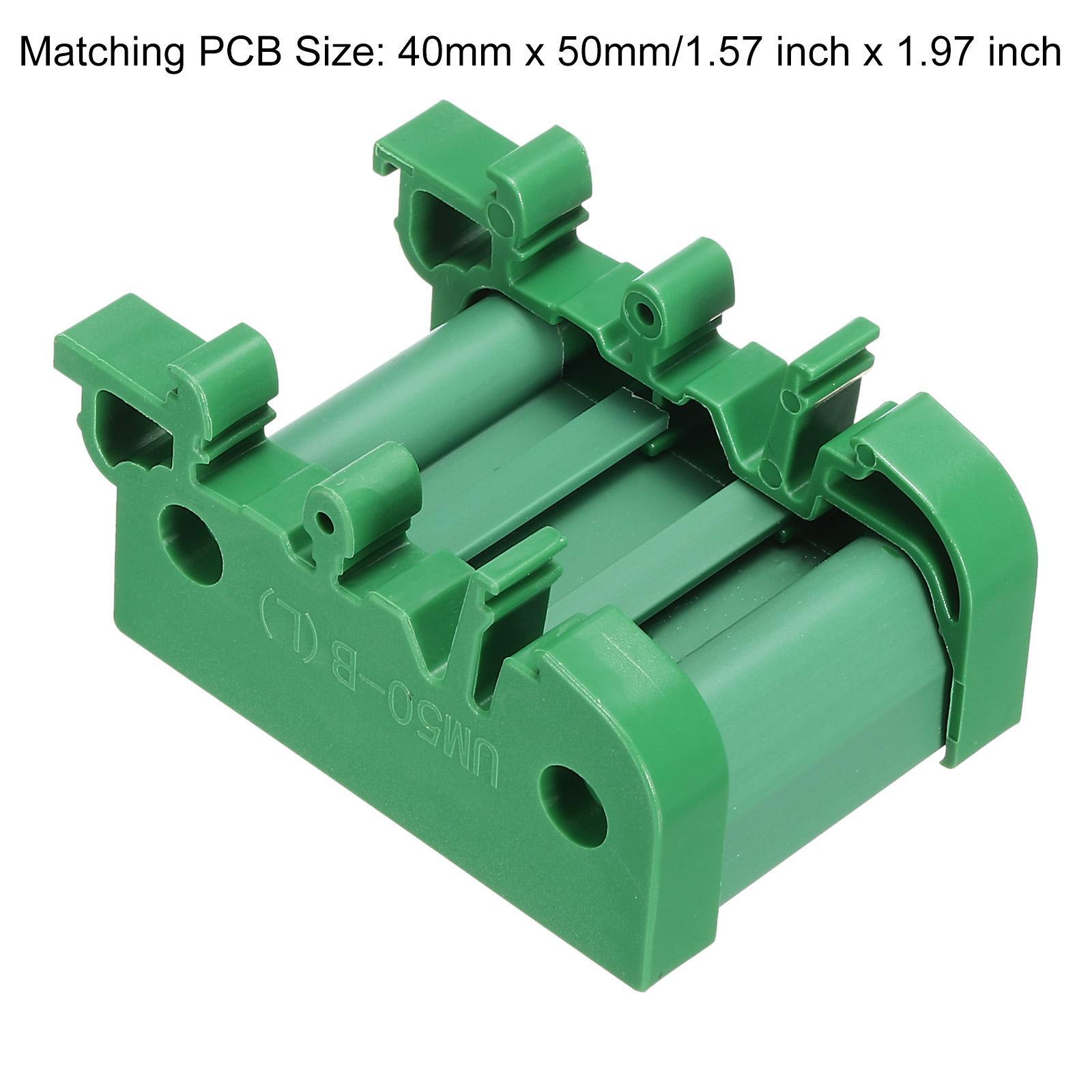 DIN Rail Mount Carrier for 40mm x 50mm PCB, Housing, Bracket, Green