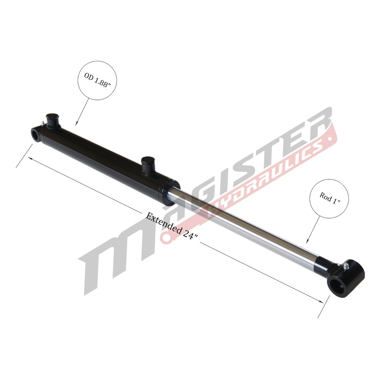 Hydraulic Cylinder Welded Double Acting 1.5″ Bore 8″ Stroke Cross Tube End 1.5×8