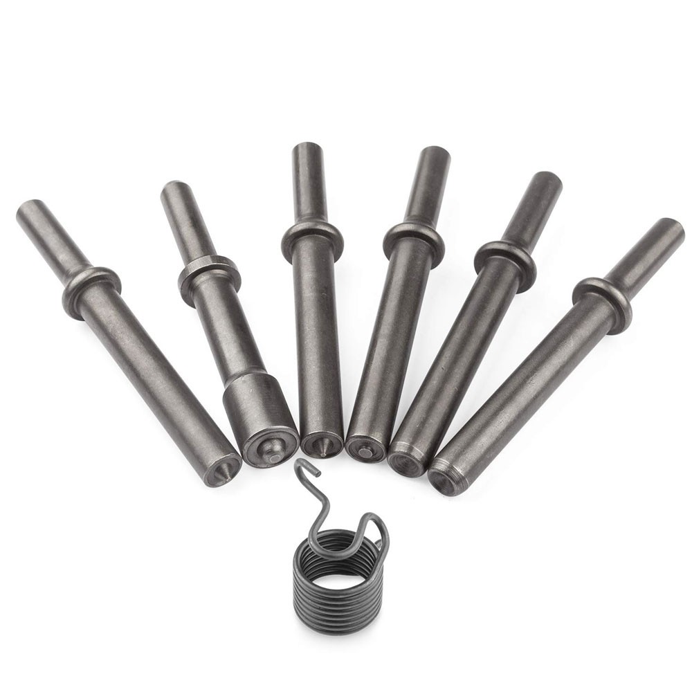 7 Pcs Pneumatic Air Rivet Hammer Tool Kit Heavy Duty Smooth Riveting Bits Set