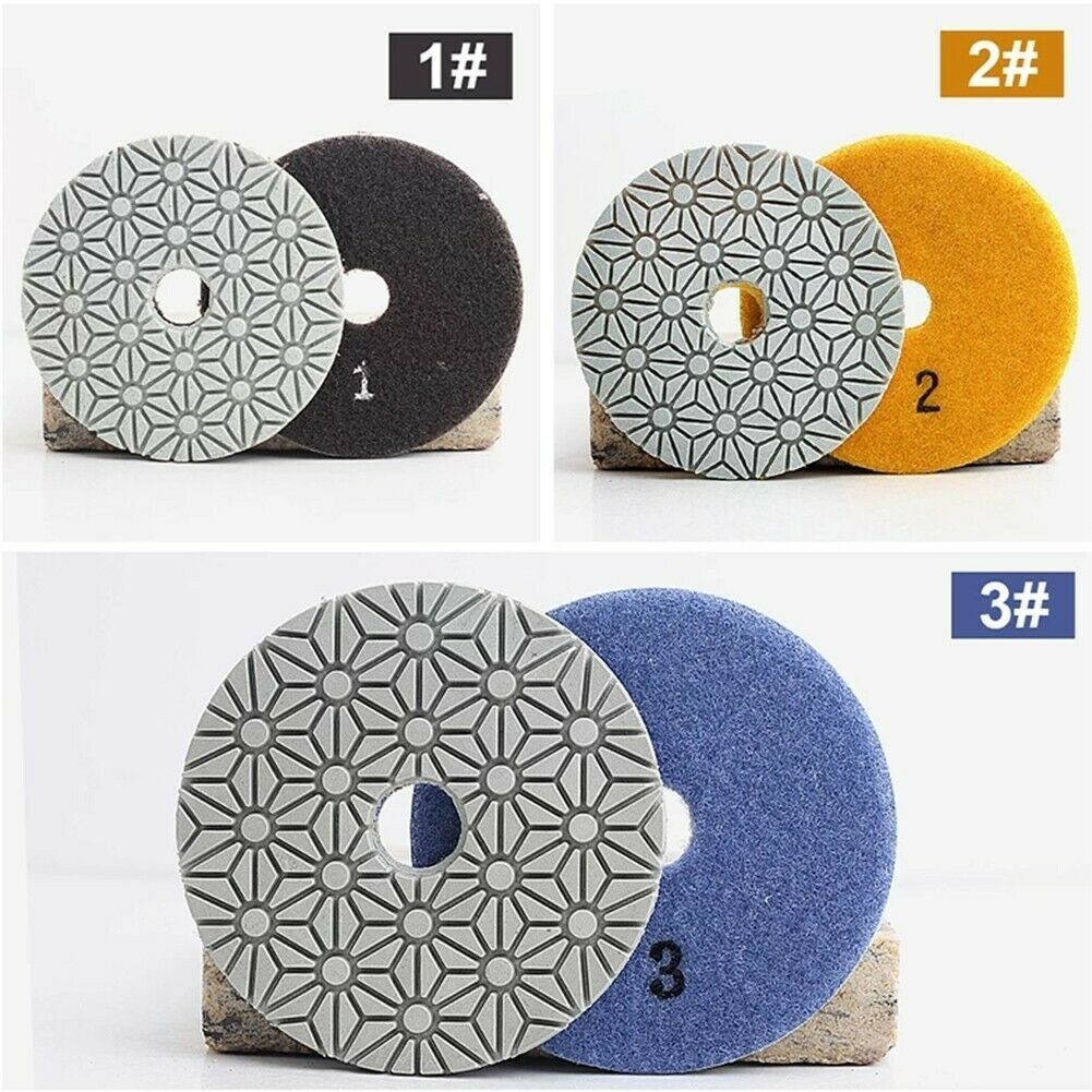 Dry/Wet 3 Step Diamond Polishing Pads 4-inch for Granite Marble Concrete