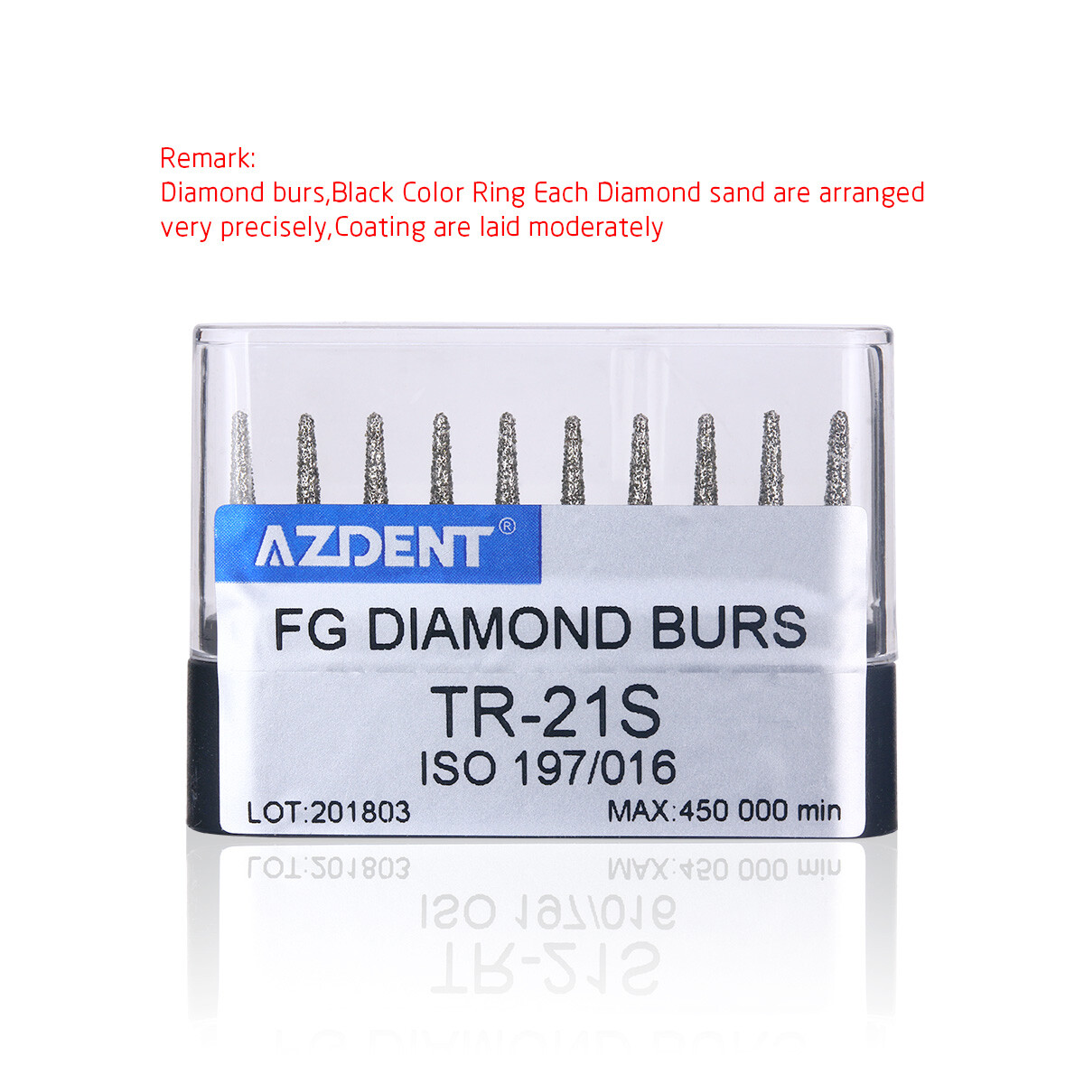 10pc/Kit Dental Diamond Bur Tips Set Drills Burs fit High Speed Handpiece AZDENT