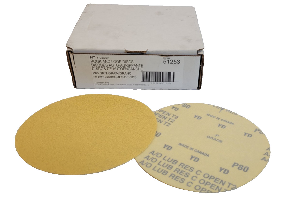 6″ Hook-It 80 Grit Canadian Premium Private Label Sandpaper Disc 50/Box