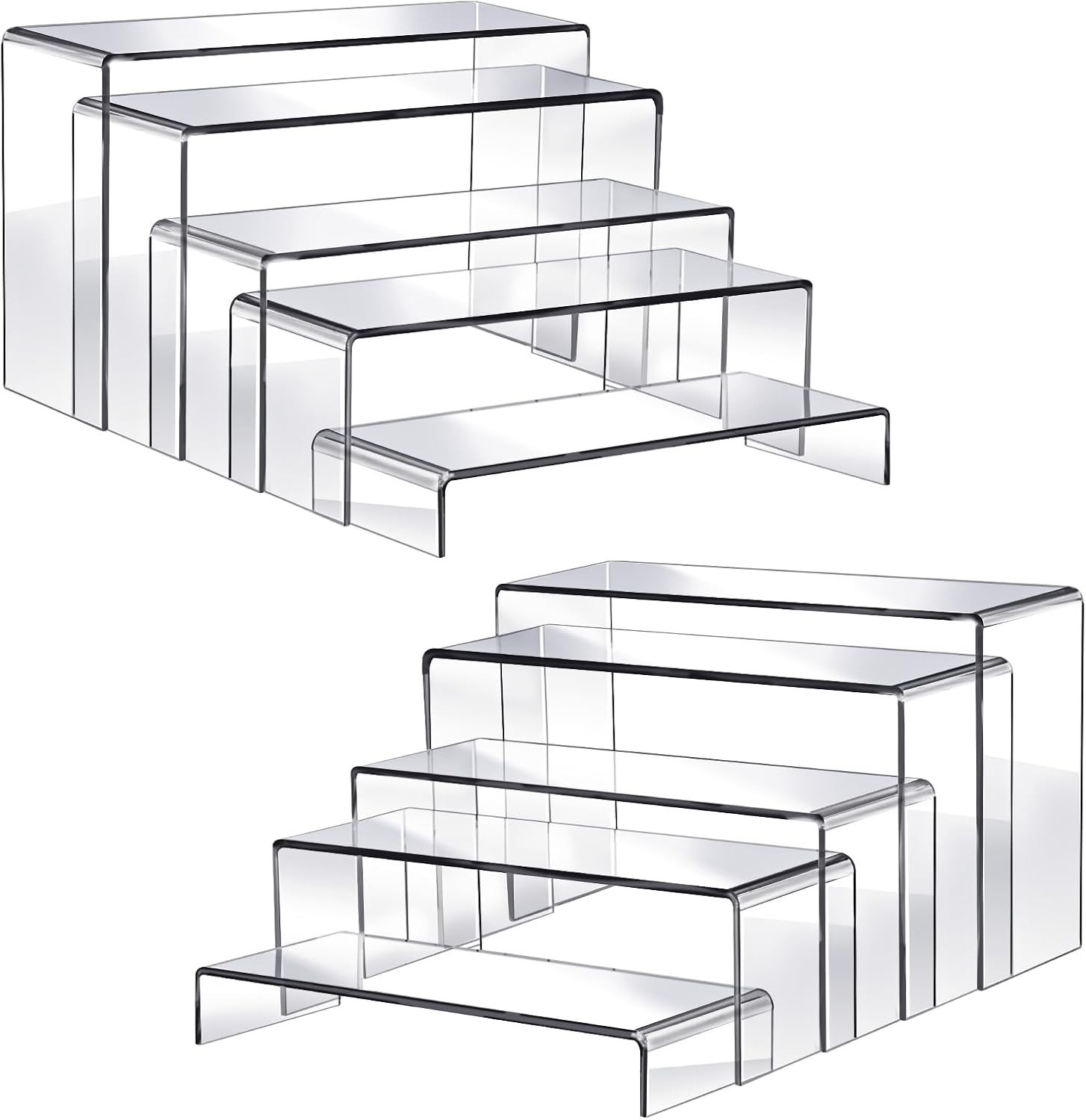 Fixwal 10Pcs 2 Set Acrylic Risers for Display Clear Perfume Organizer Stands Acr