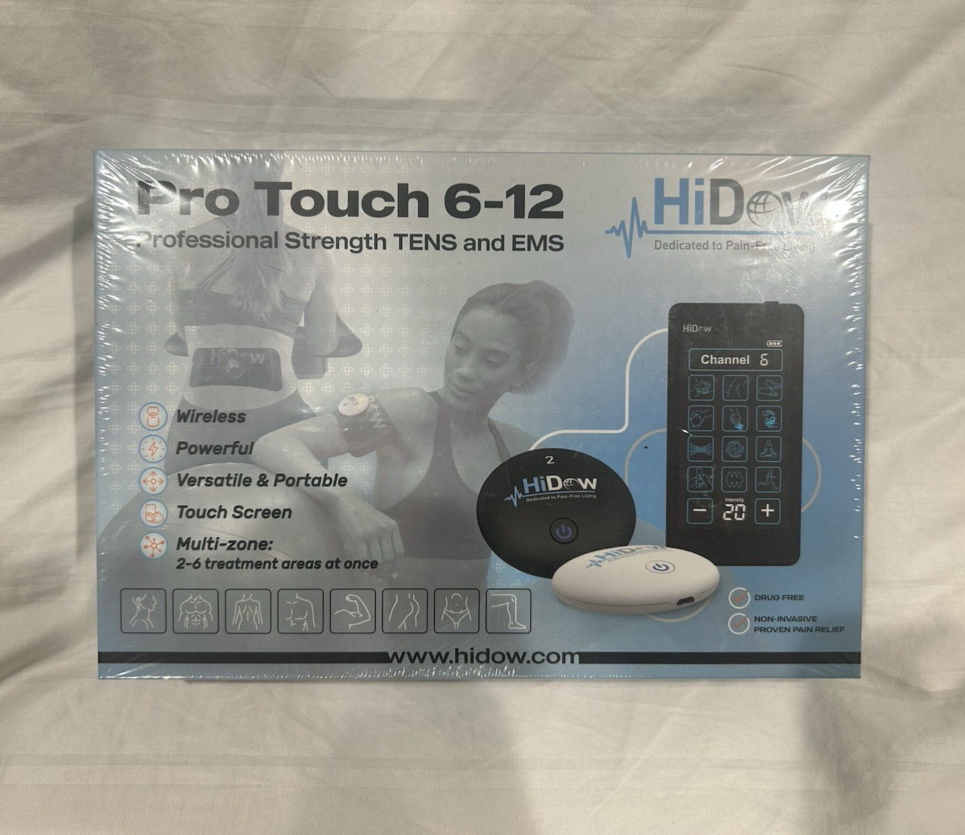 HiDow Pro Touch 6-12 6-Channel Wearable TENS/EMS Unit Physical Med Rehab