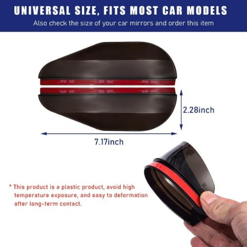2 PCS Black Side Mirror Rain Guards, Waterproof Visor Eyebrow for Color: Black