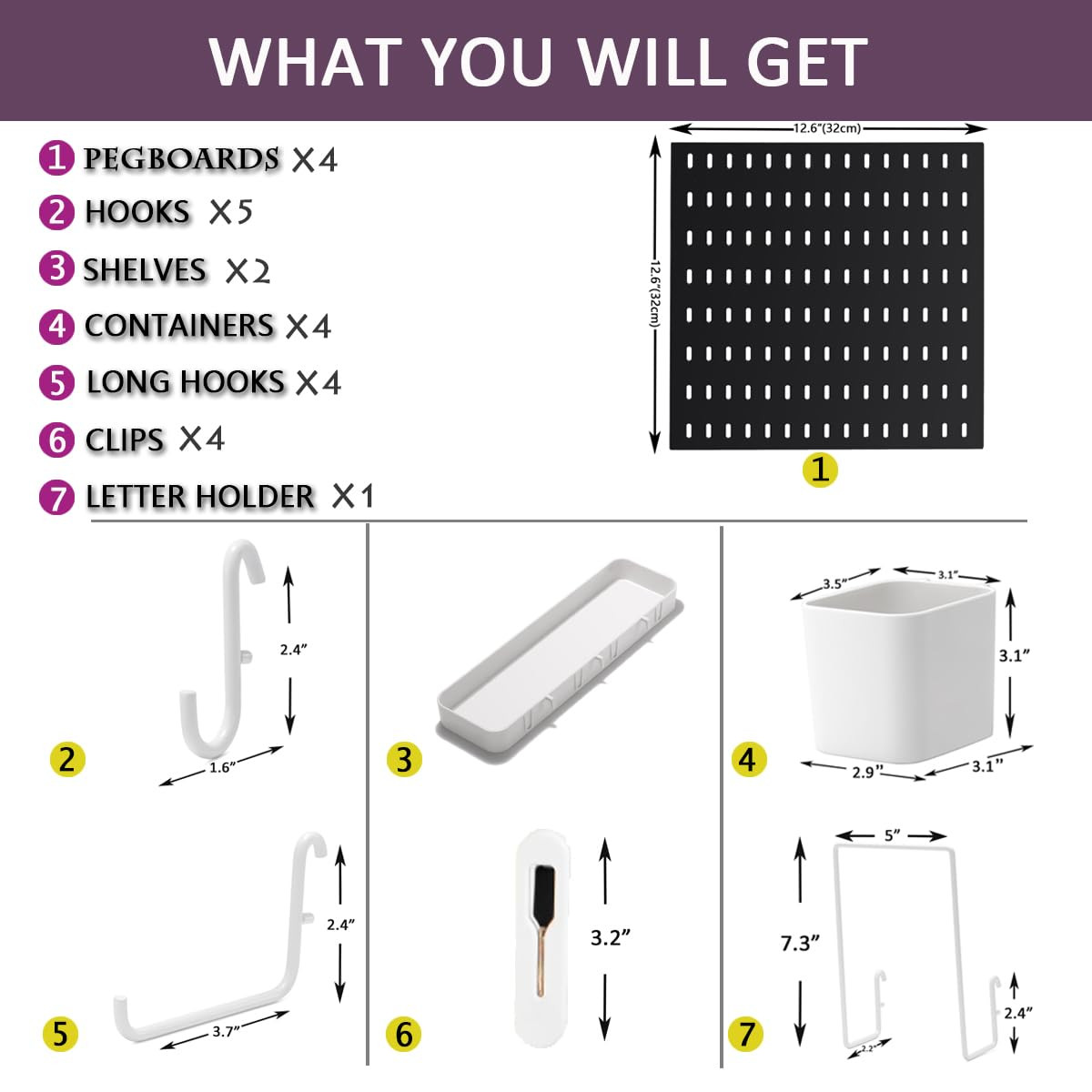 Pegboard Combination Kit,Pegboard Wall Organizer, Peg board Wall Mounted ,Peg…