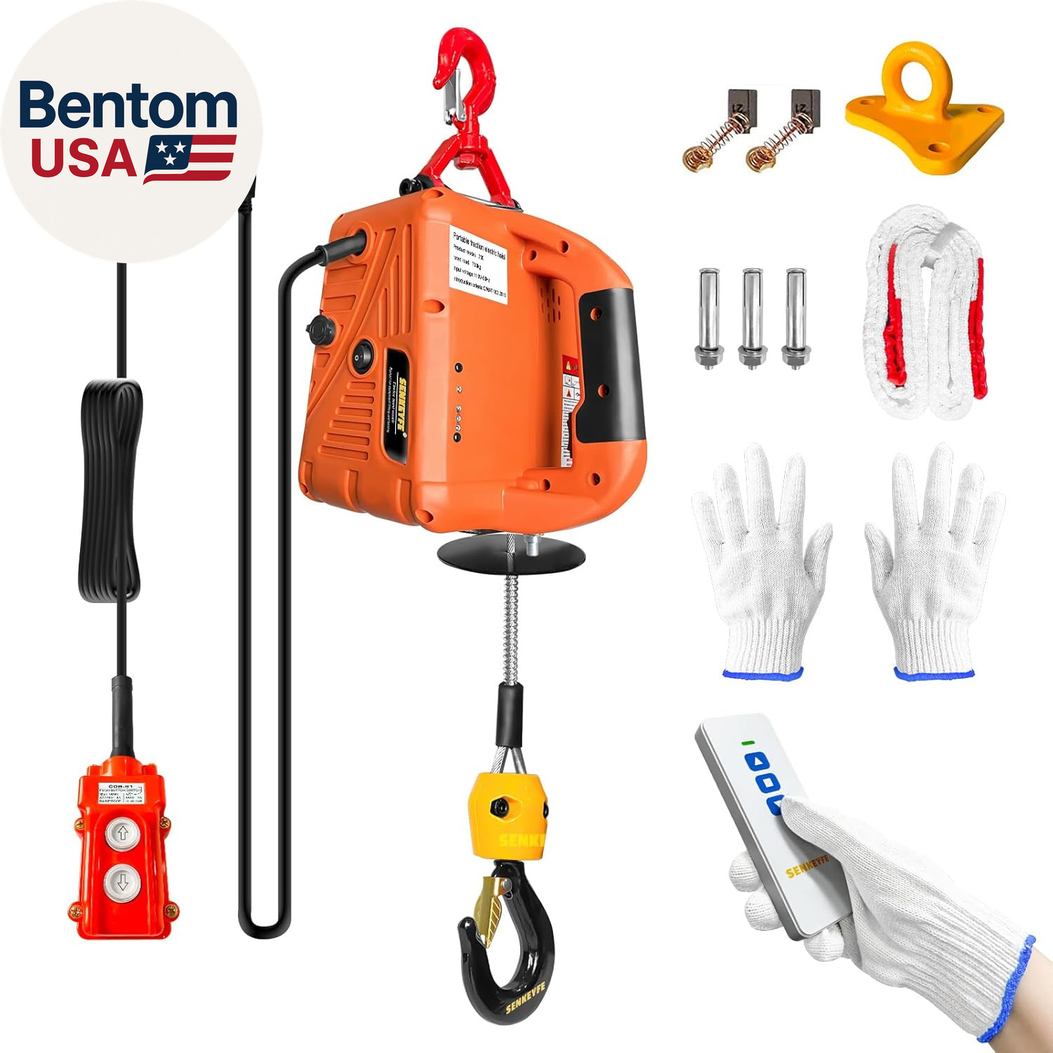 Power Electric Portable Hoist Winch 1500LBS, 3 in 1 Electric Cable Hoist 110V 25
