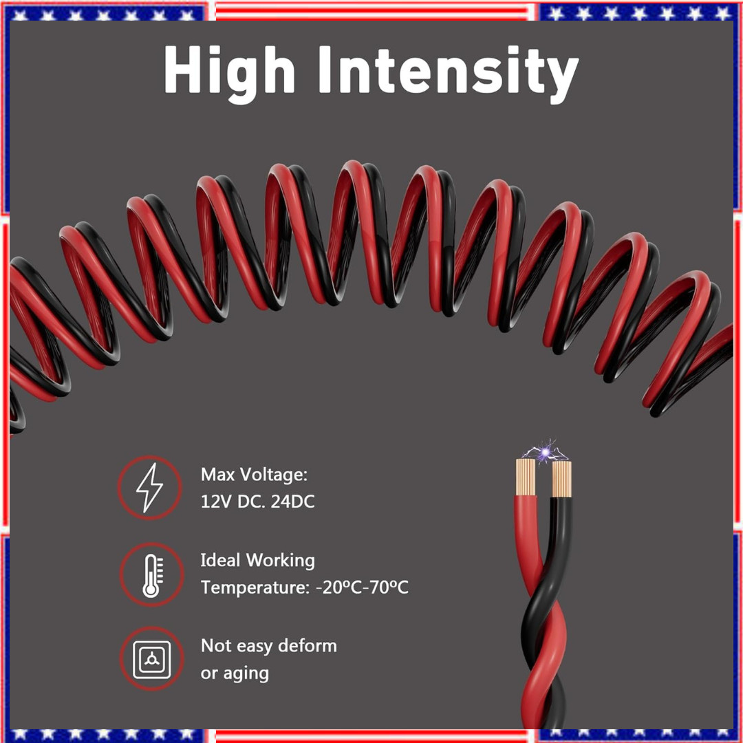 16 Gauge Wire 2 Conductor 30FT Copper-Clad Aluminum for Automotive & Marine
