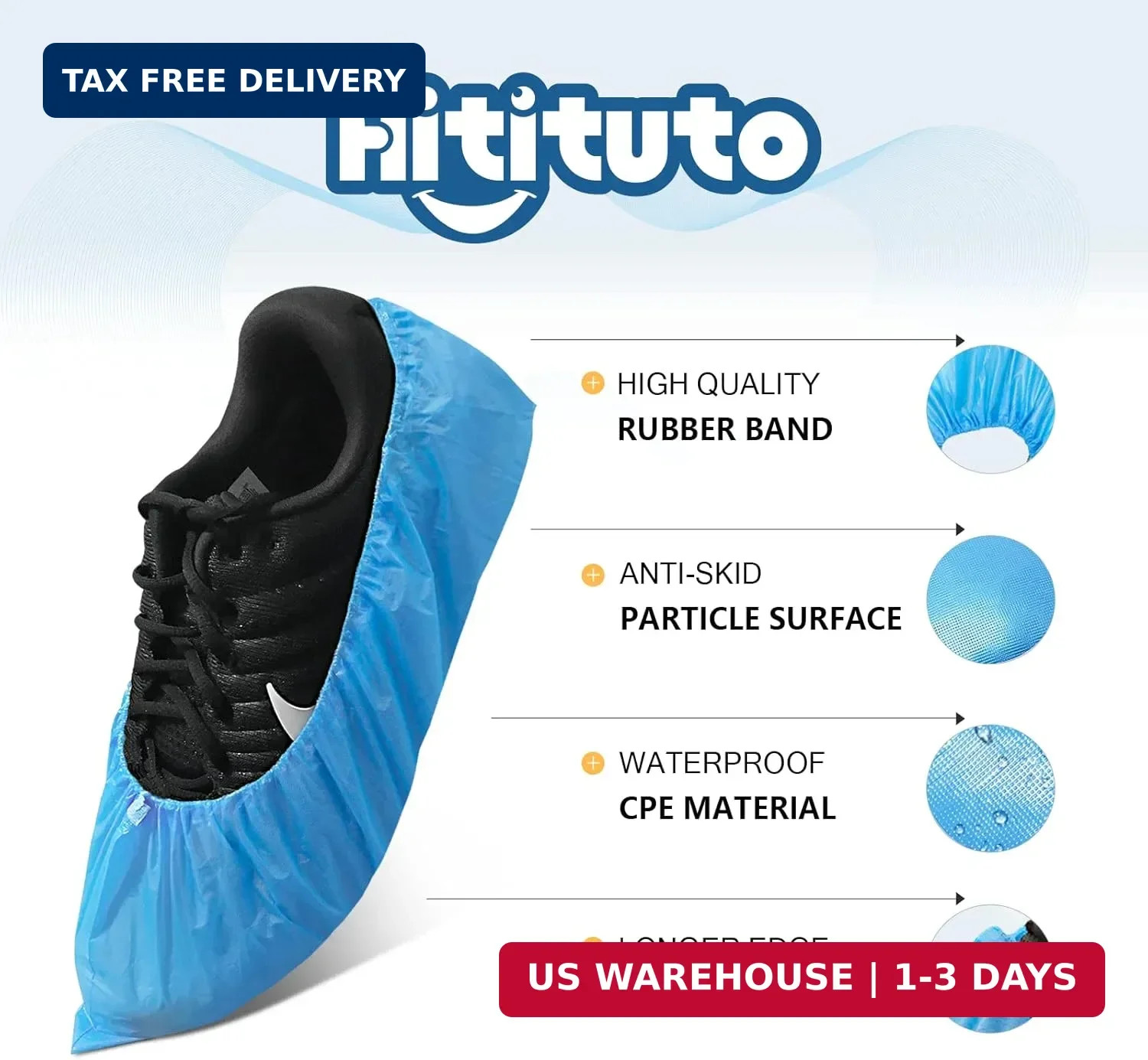 Hitituto Shoe Covers Disposable Non-slip for Indoors -200 Pieces (100 Pairs) Wat