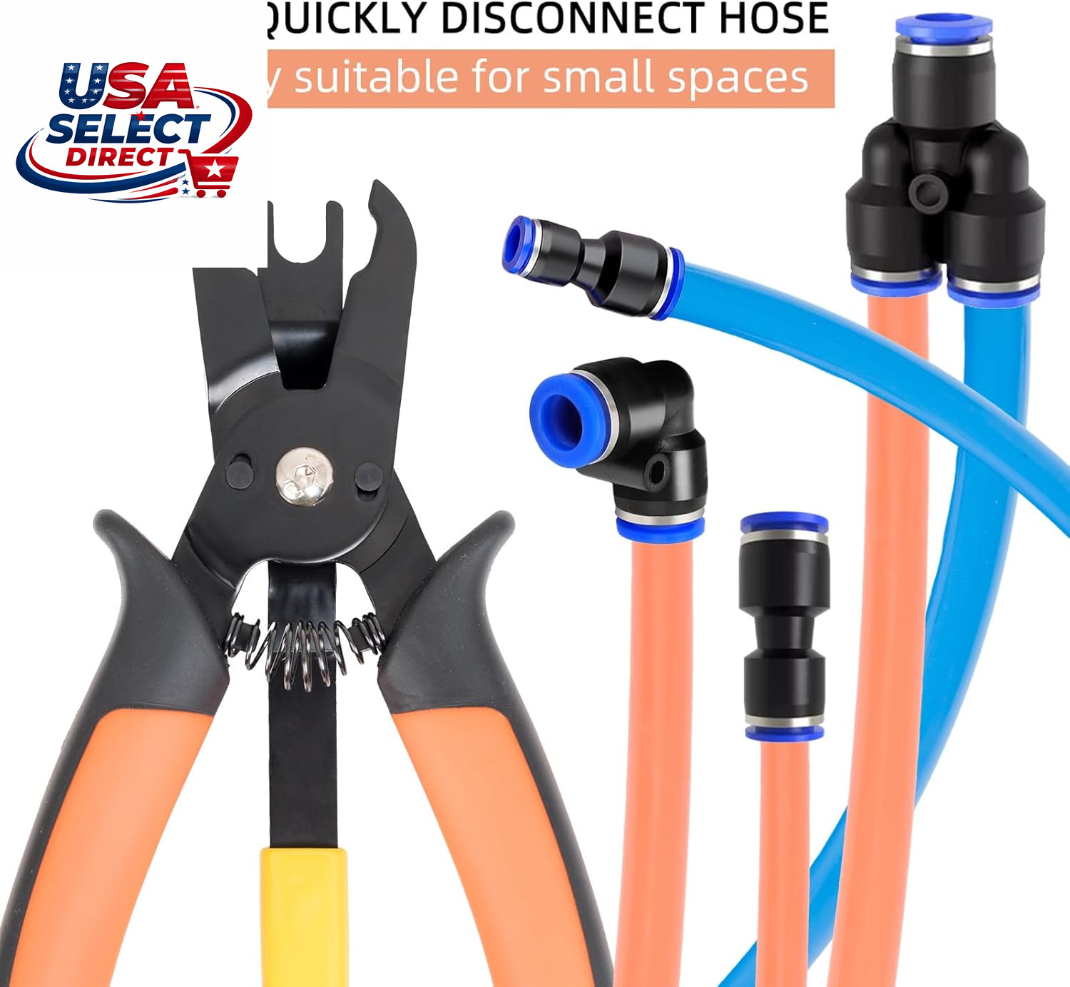 Push to Connect Air Line Disconnect Tool Kit with 15 Pneumatic Fittings