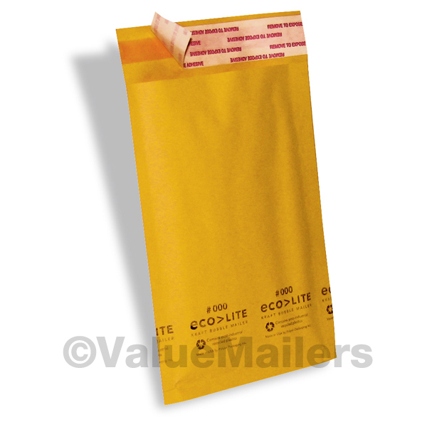 1000 4×8 #000 Ecolite Brand Made In (USA) Kraft Bubble Mailers Padded Envelopes
