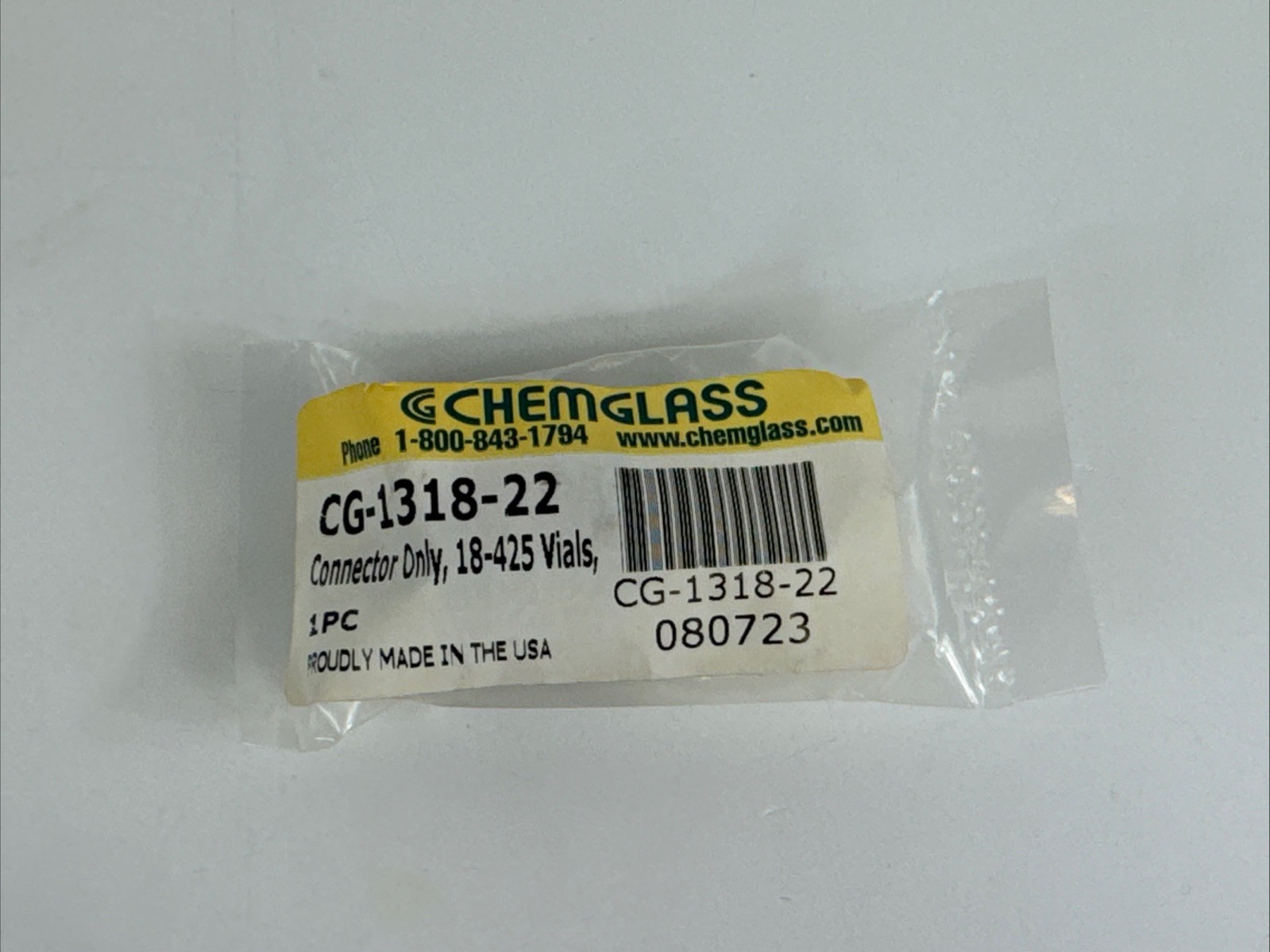 CHEMGLASS Rotary Evaporator Vial Adapter Fits 18-425 Thread Vials CG-1318-22