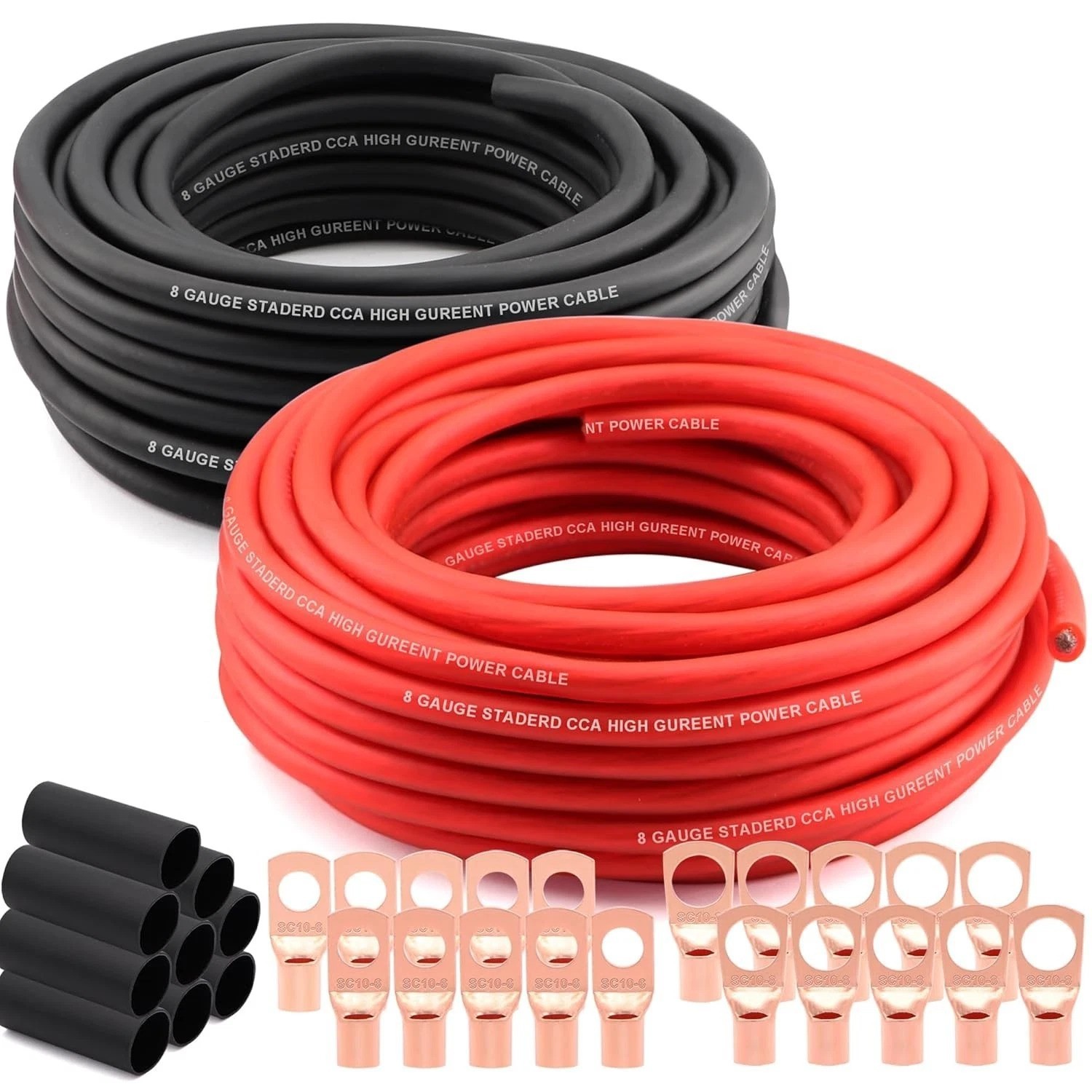 8 Gauge Wire 50ft Each – Red/Black Copper Clad Aluminum CCA – Primary Automot…