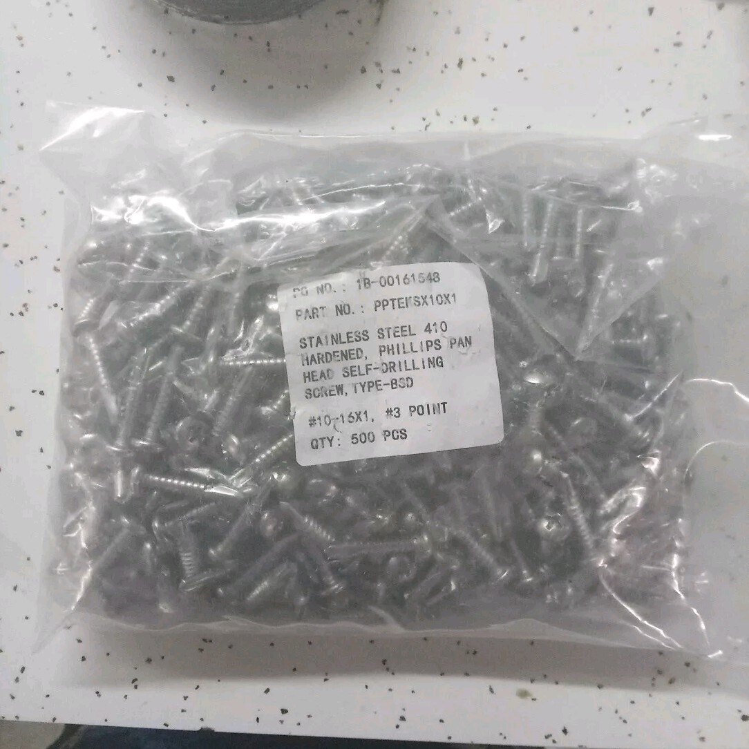 #10 x 1″ Phillips Pan Head Self Drilling Metal Tek Screws Stainless Qty 500