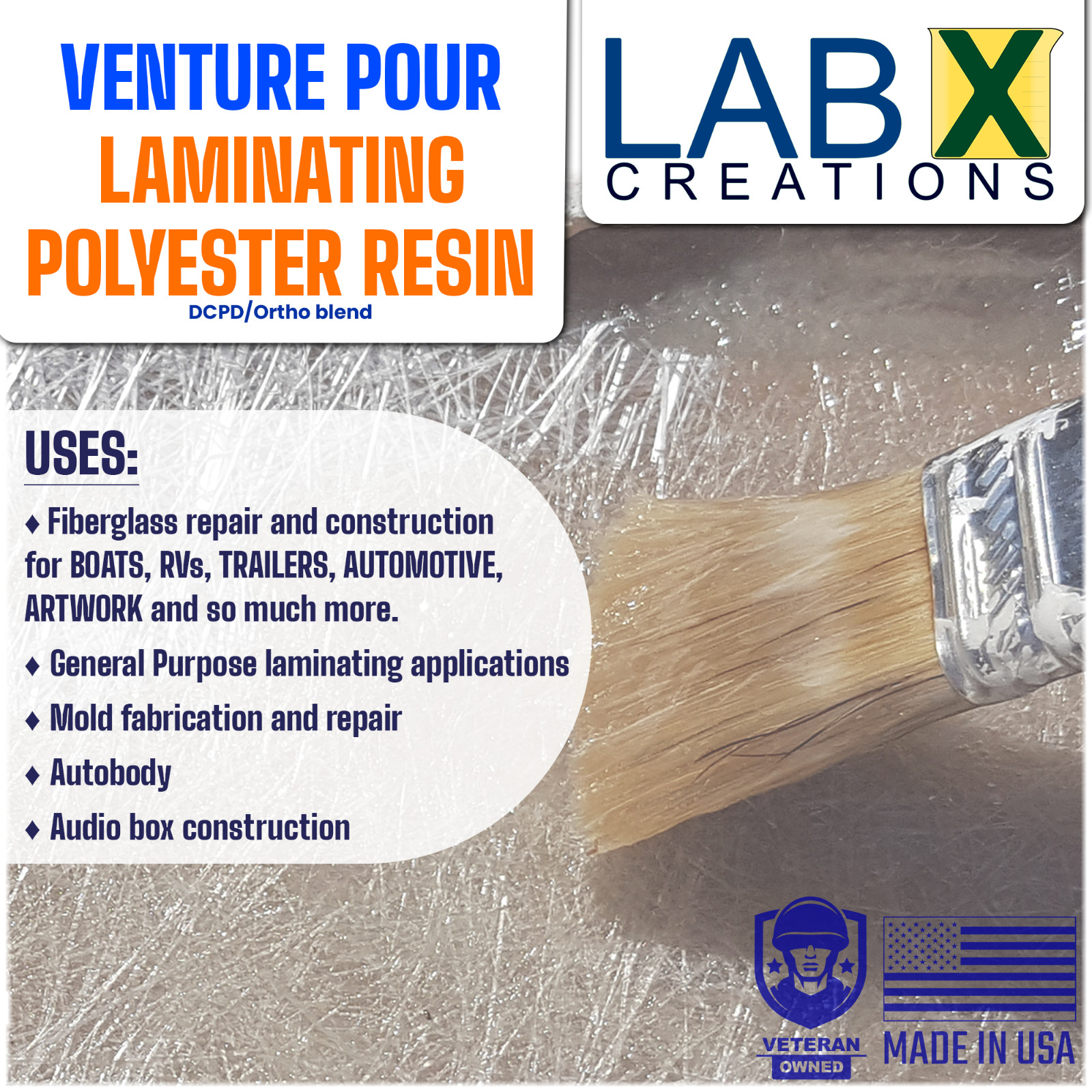 VP PREMIUM 5 Gallon POLYESTER RESIN +MEKP (Laminating fiberglass, biaxle, cloth)