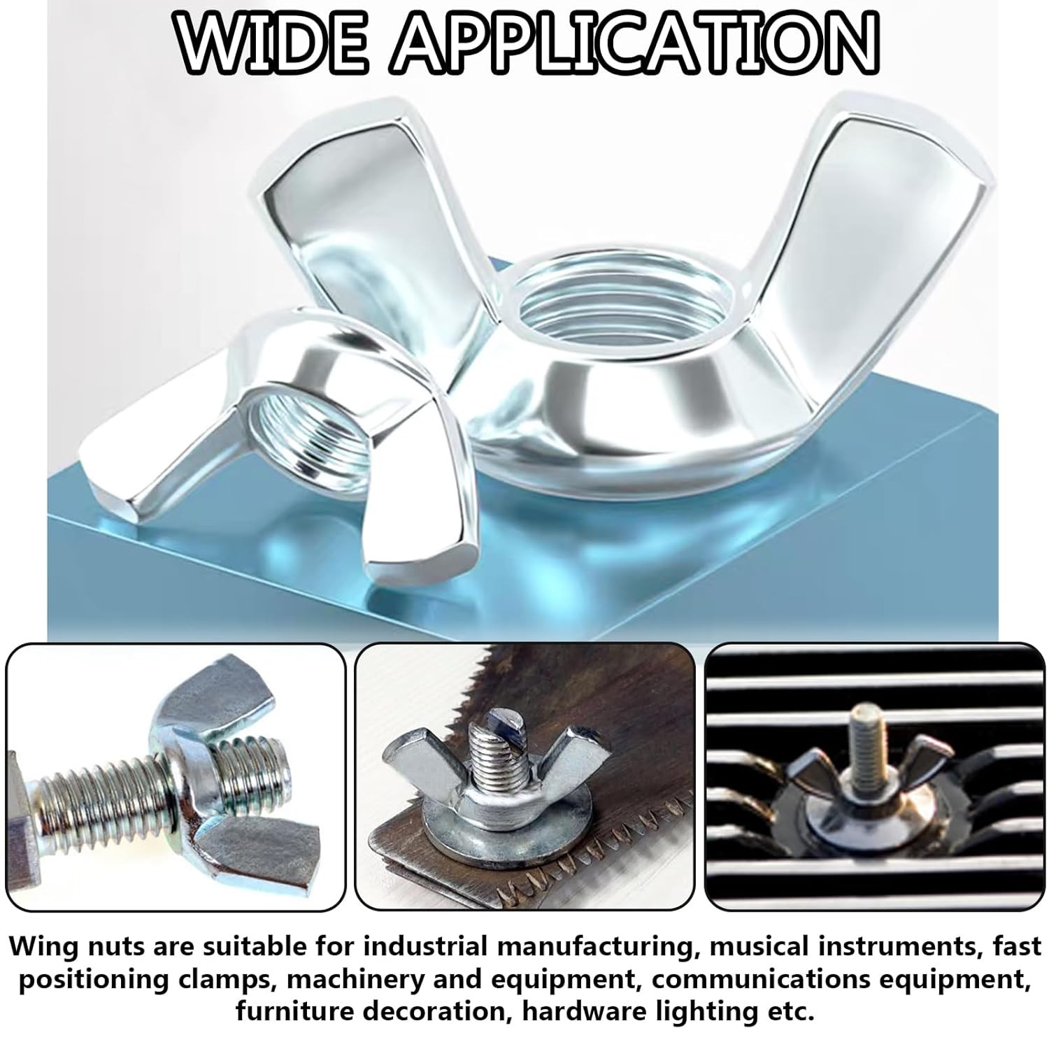 200PCS Wing Nuts Assortment Kit Metric & SAE M3-M12 #6-32 to 3/8-16 Zinc