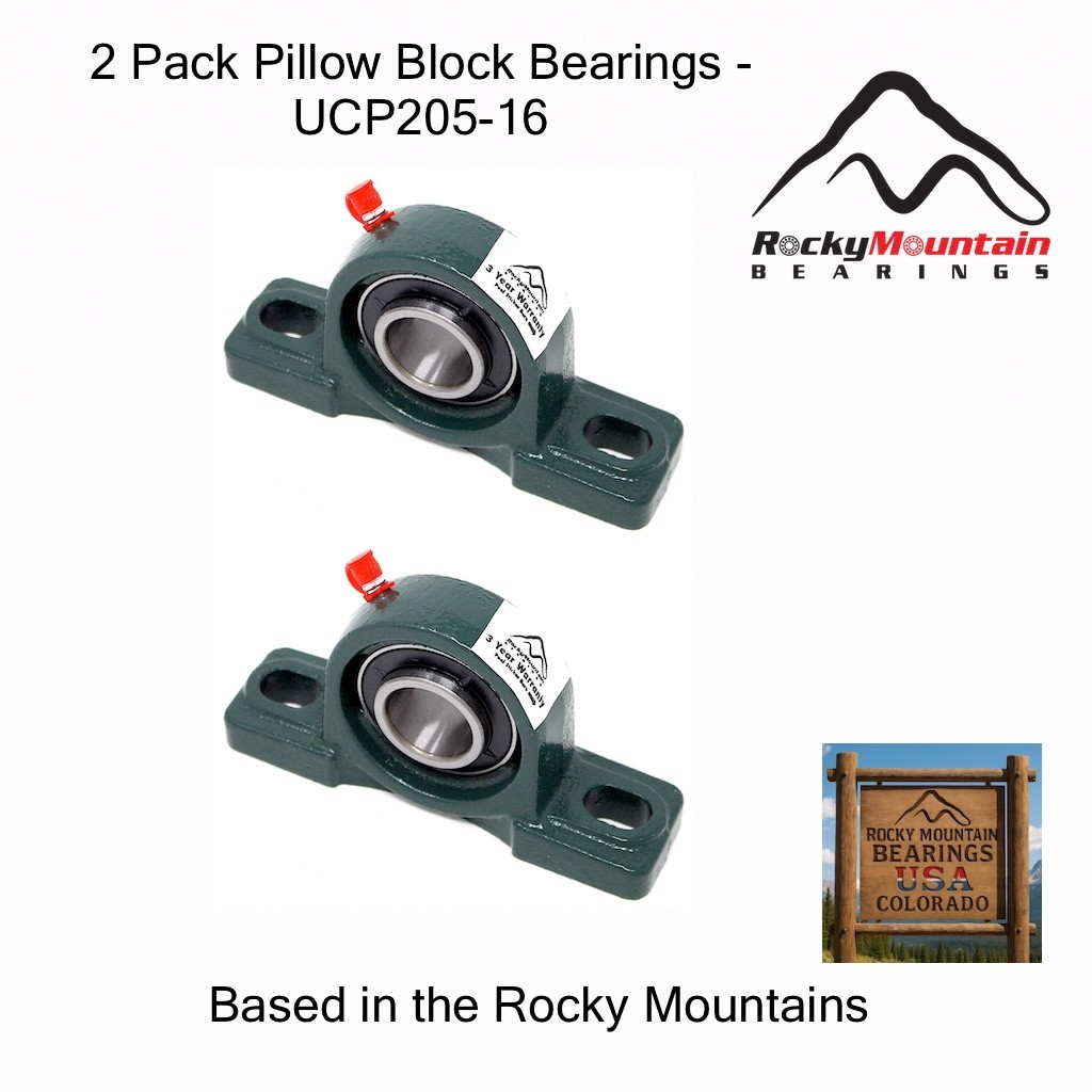 (2) UCP208-24 Solid Base Pillow Block Bearing 1-1/2 Bore Self Aligning 2 Bolt