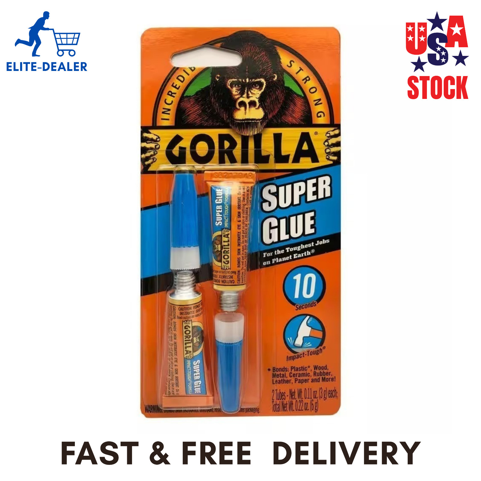 NEW Gorilla Super Strong Glue 0.8 oz. Clear Sandable Plastic Glue/Epoxy