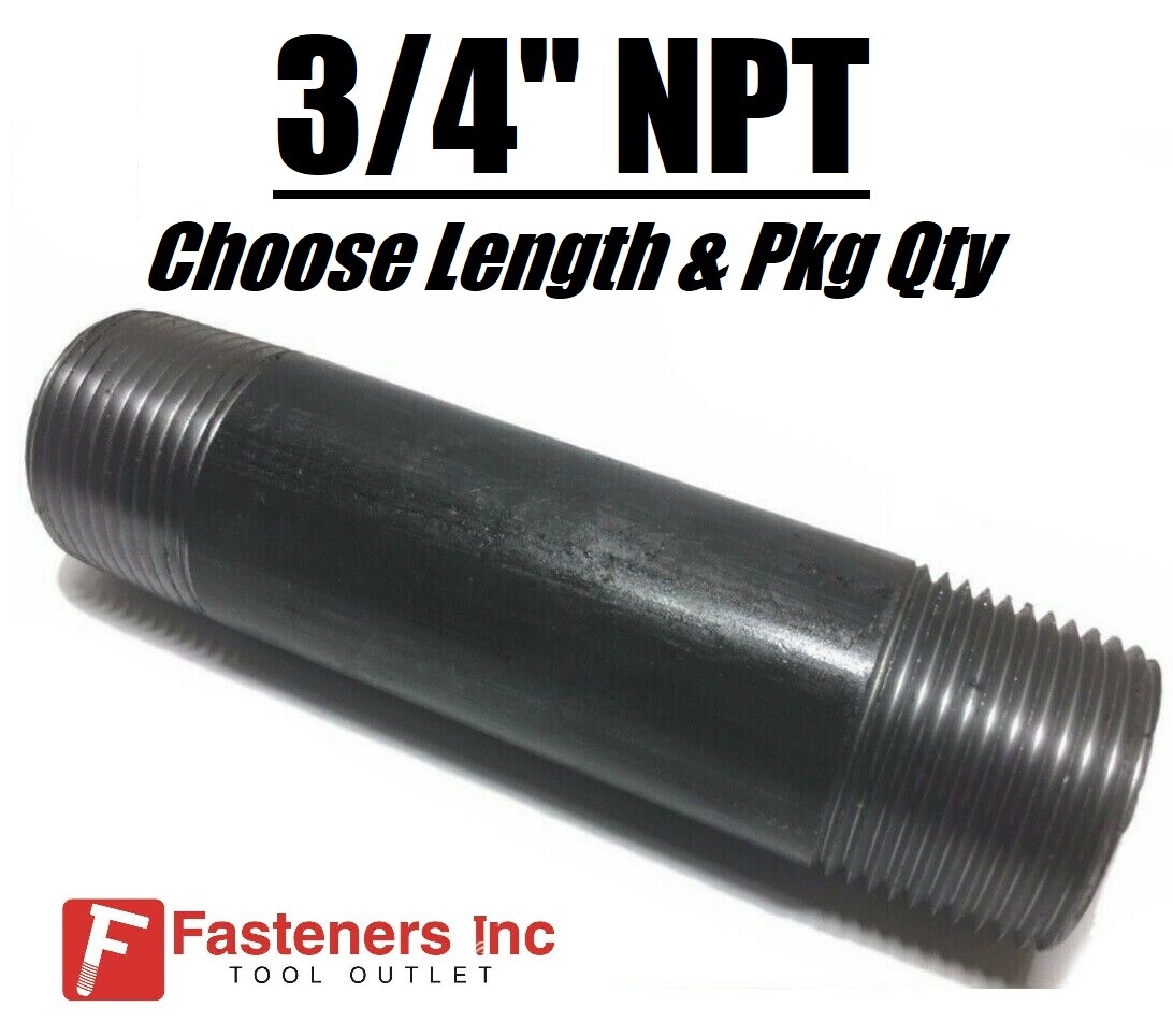 3/4″ Black Pipe Steel Nipple Fitting NPT Malleable Iron Schedule 40 CHOOSE SIZE