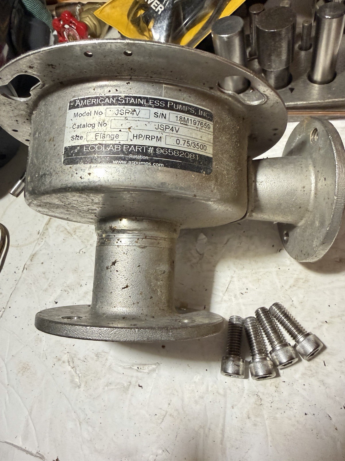 ASP American Stainless Pumps JSP4V Pump Head FLANGE W/Bolts and Impeller.