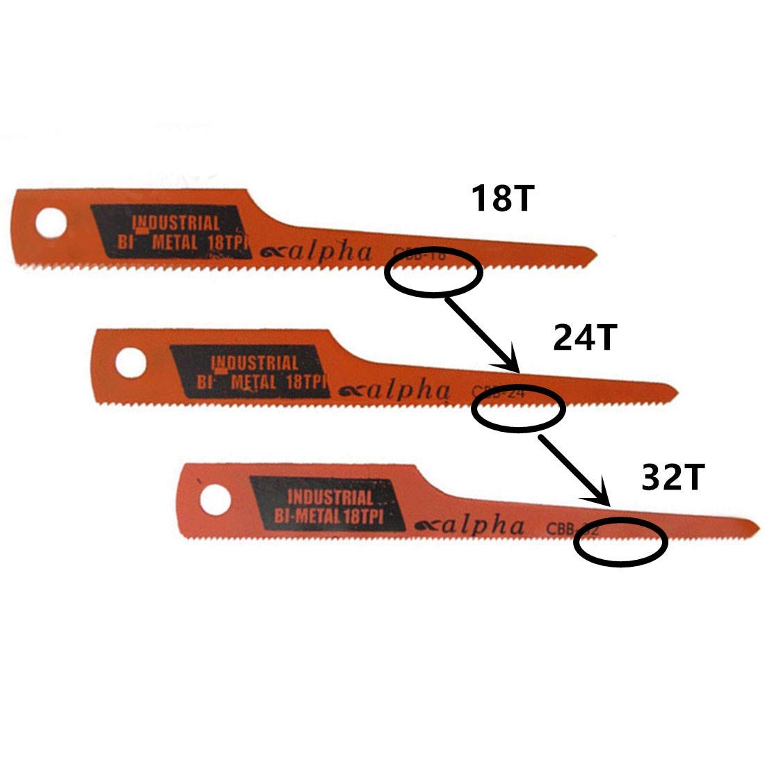 Lethend 18T Reciprocating Saw Blade Set, Air Hacksaw Blades 18T, Red