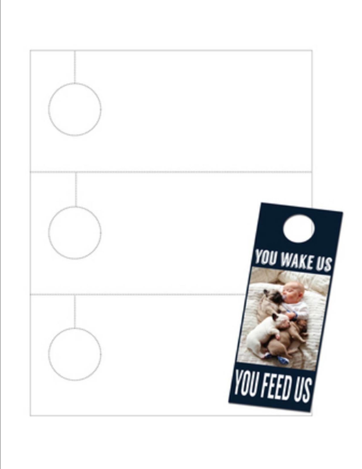 Printable Door Hanger (No-Tear Wtrprf) 3-UP on 8.5″x 11″ Wh 10-Mil Paper-25 Shts