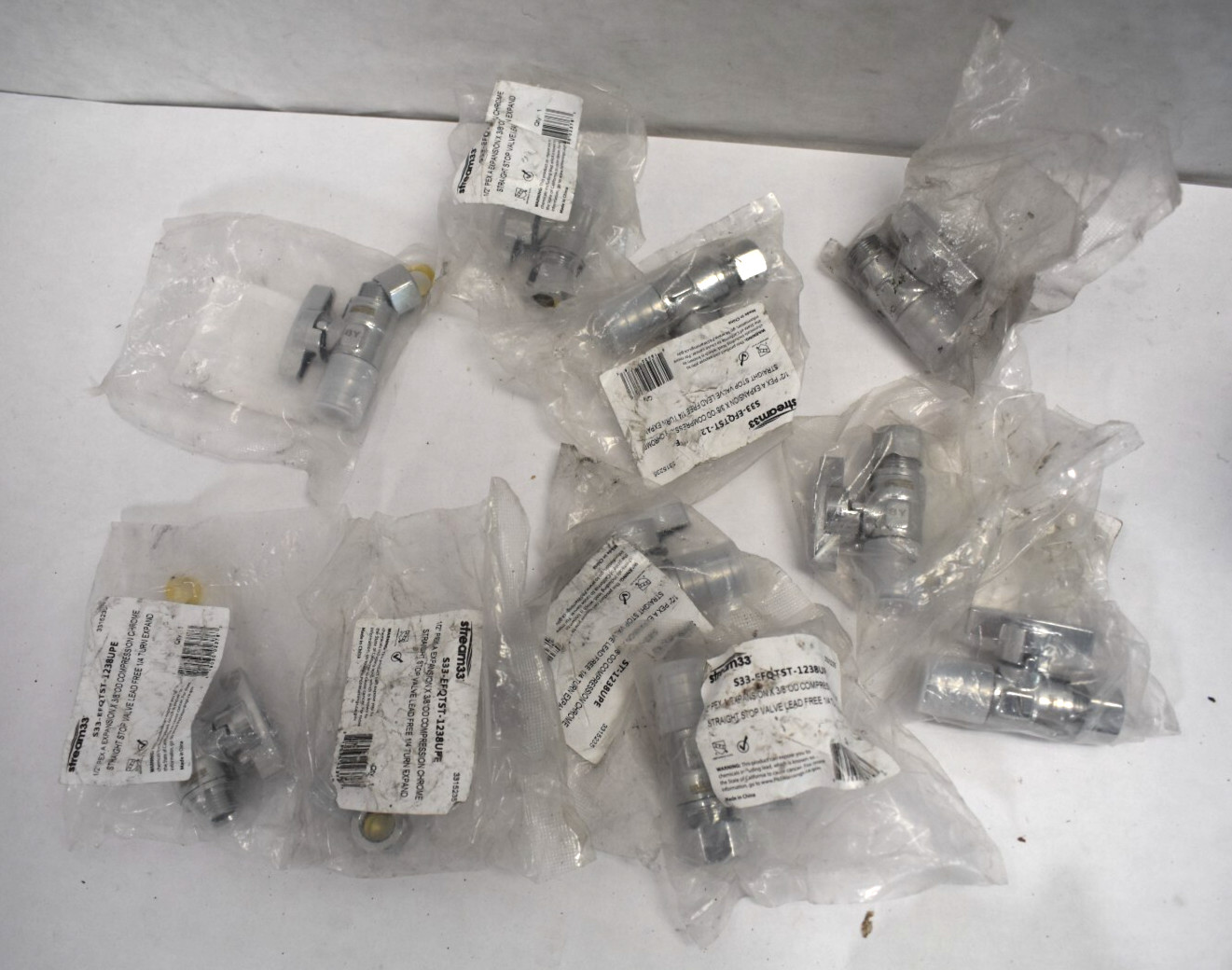 Lot of 10 Stream 33 Straight Stop Valve S33-EFQTST-1238UPE 1/2″ PEX x 3/8″ OD
