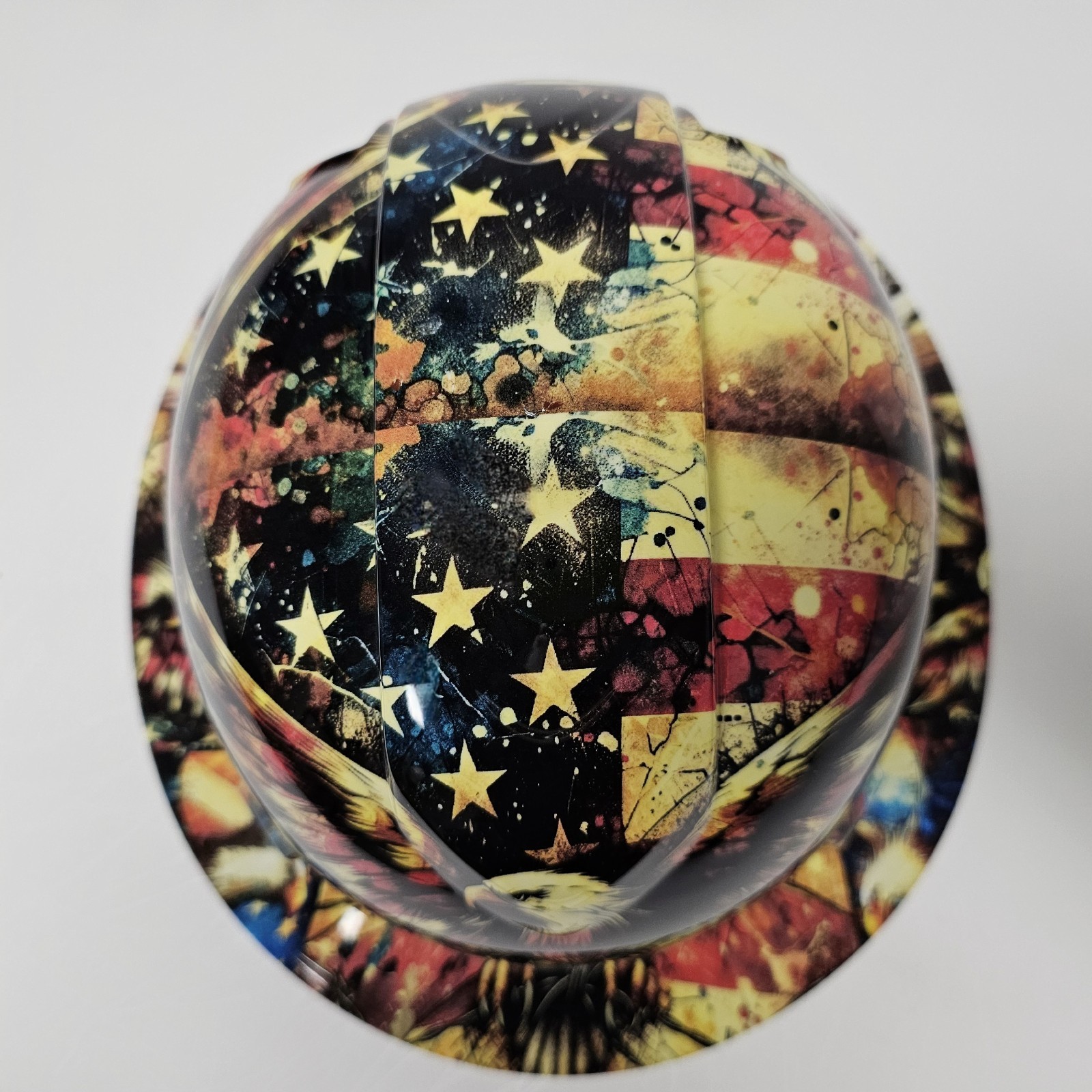 full brim hard hat custom hydro dipped IN AMERICAN EAGLE COLLAGE WATERCOLOR NEW