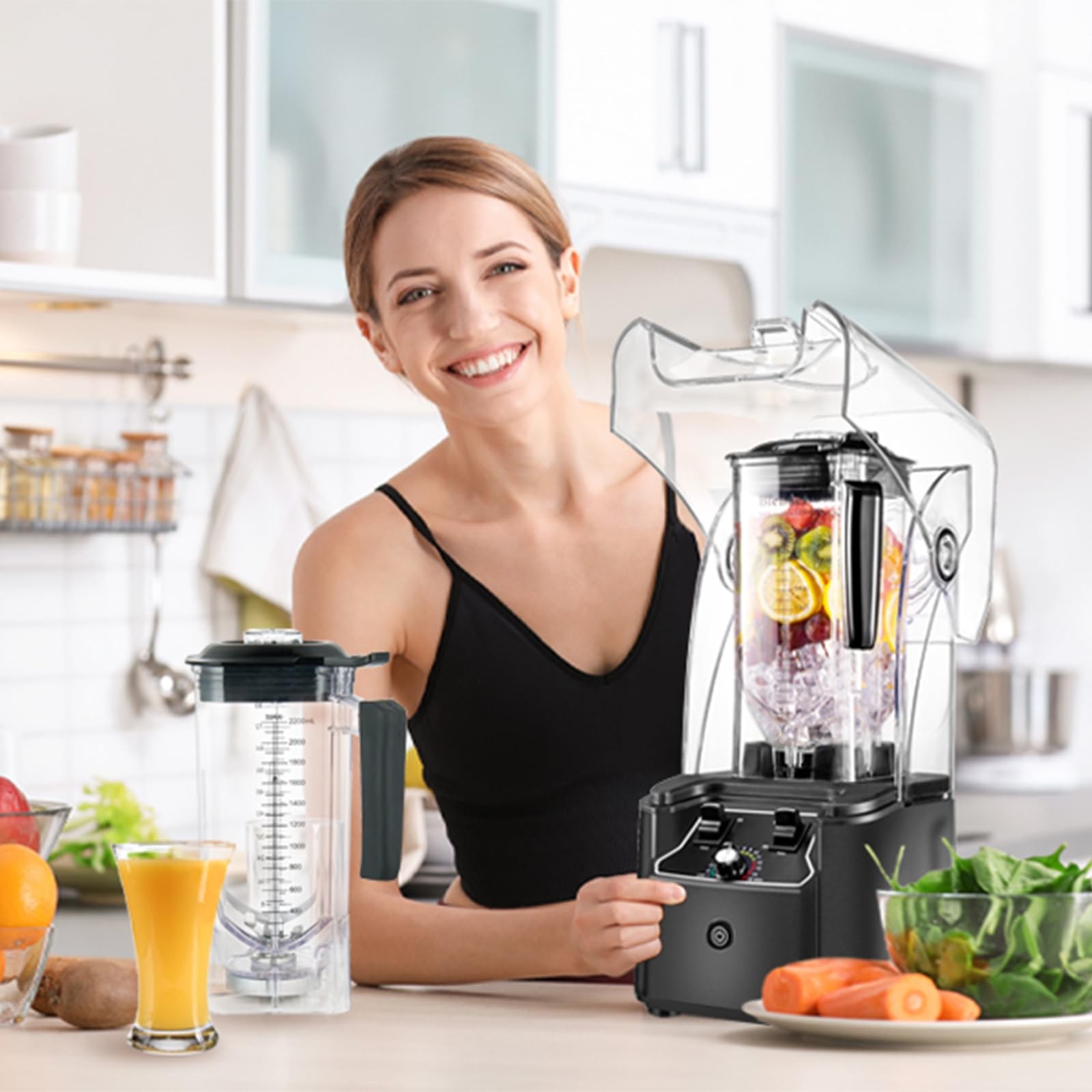 Commercial Blender for Smoothies, 2.5HP Motor, Stainless Steel Blade, 80oz