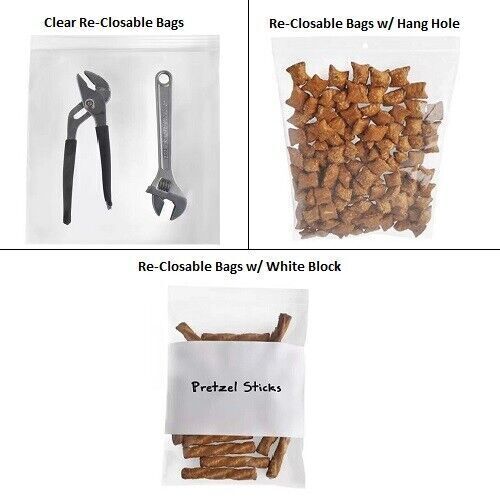Clear Plastic Reclosable Bags Self Seal Pack of 10000 Choose: Type, Mil & Size