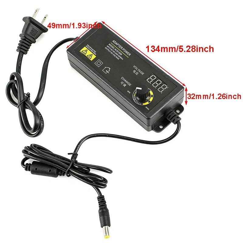 60W Power Supply Adjustable Variable Voltage DC 3V~24V Universal AC/DC Adapter