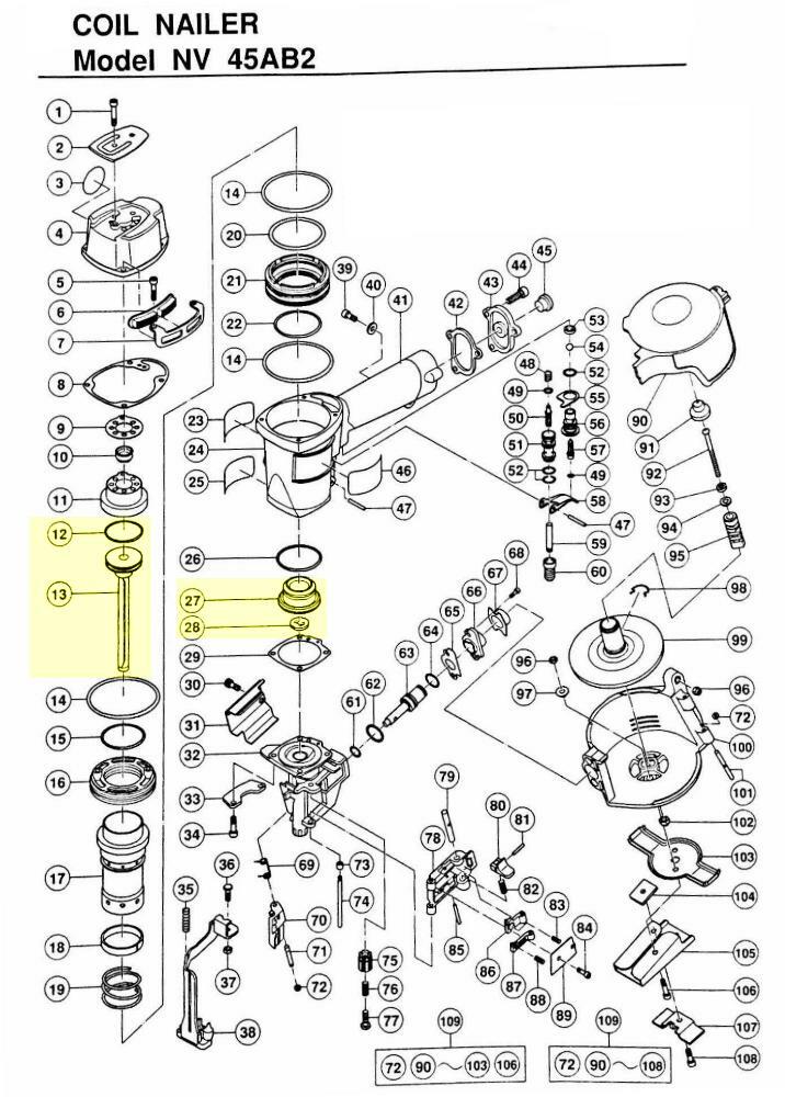 CoFast® Rebuild Kit O-Rings Gaskets Piston drive Bumper Trigger Hitachi NV45AB2