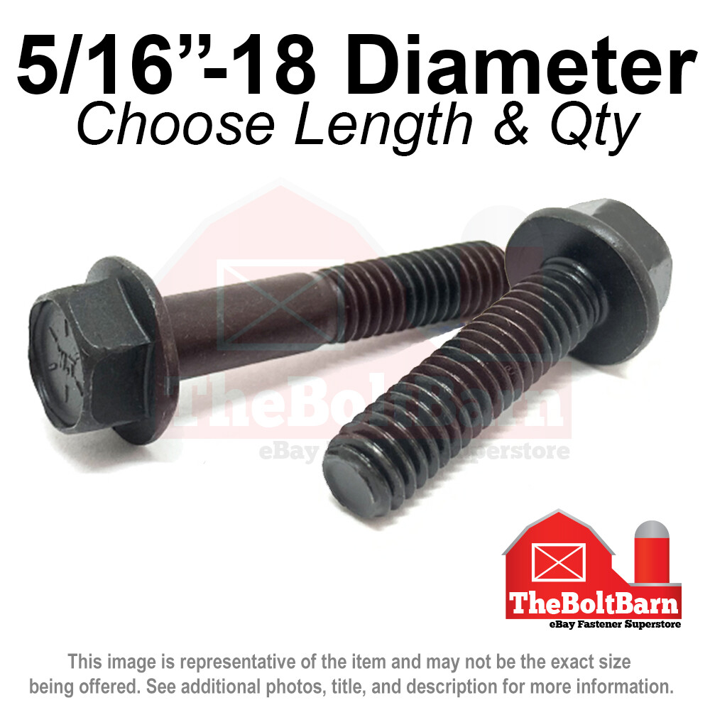 5/16″-18 Grade 8 Hex Flange Screws Frame Bolts Phos Oil (Pick Length & Qty)