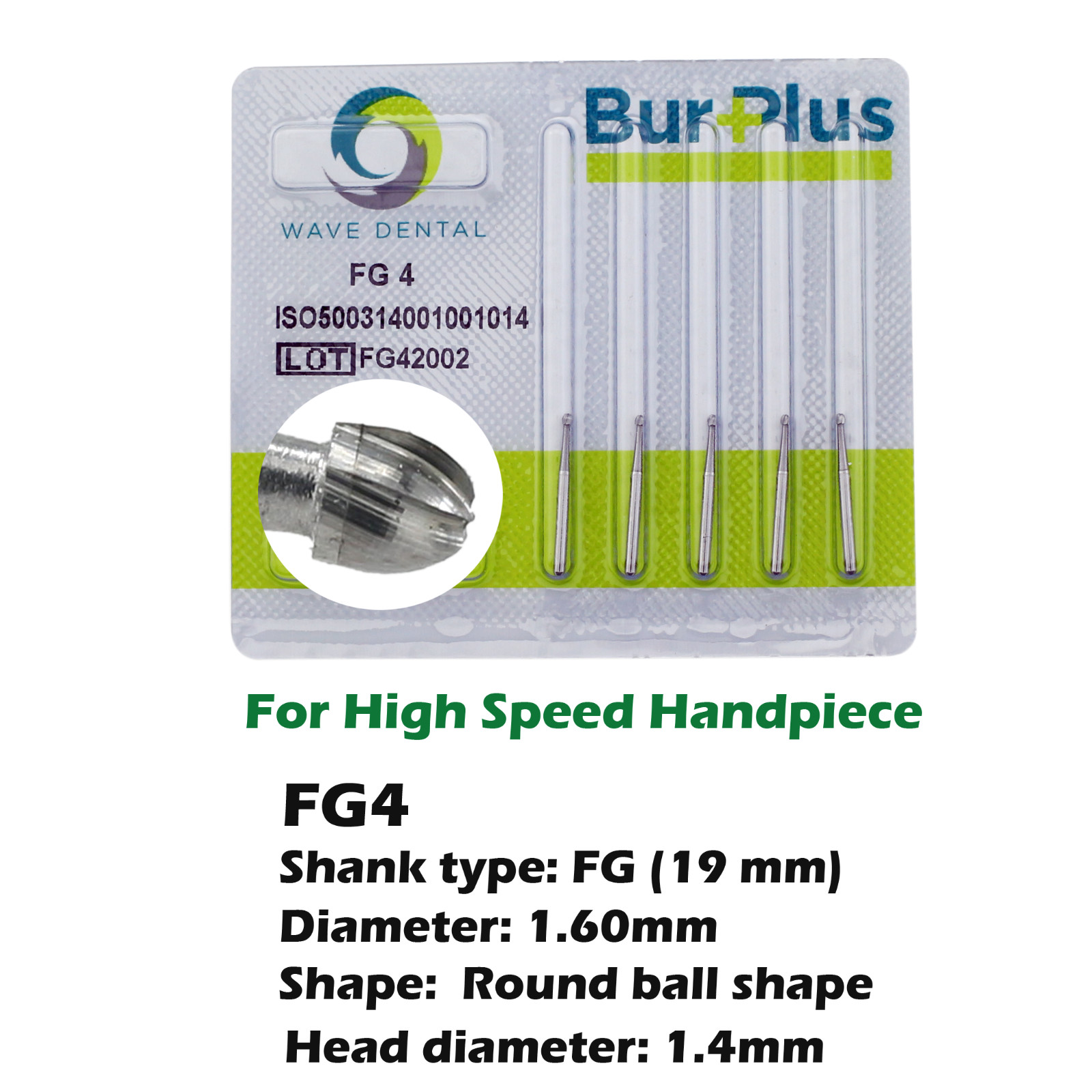 WAVE Dental Carbide Burs Round FG 1/4 1/2 2 4 6 8 Prima For High Speed Handpiece