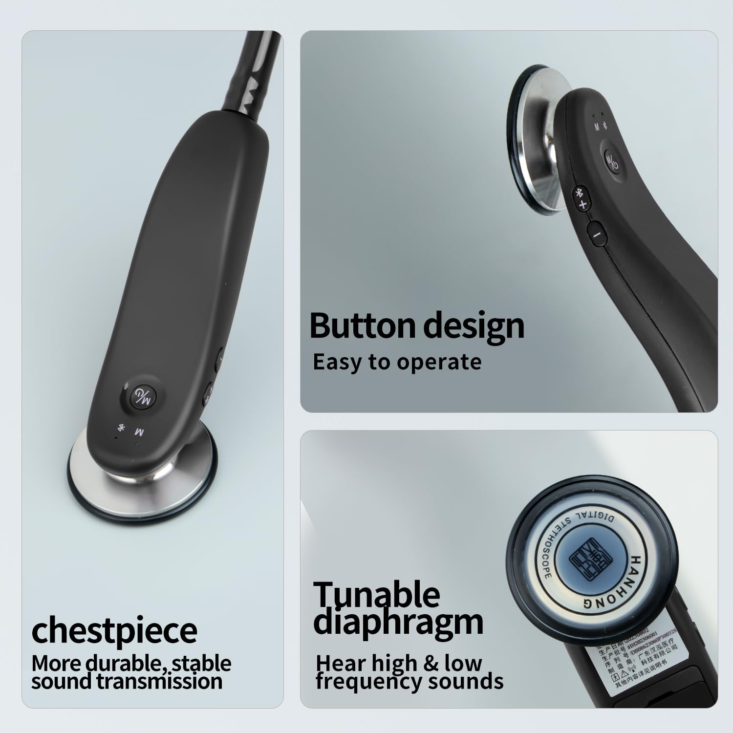 Digital Stethoscope with 24X Amplification & Hi-Fi Heart/Lung Modes – Profession