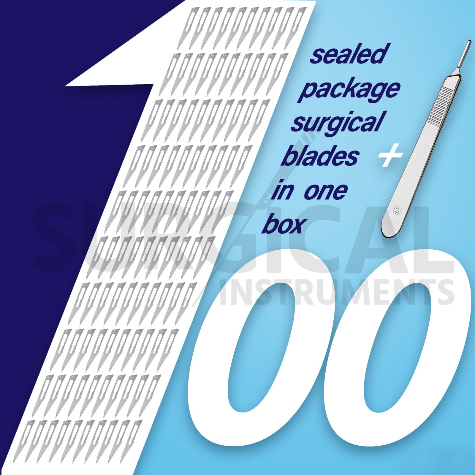 100 Scalpel Blades #11 + 1 Scalpel Handle #3