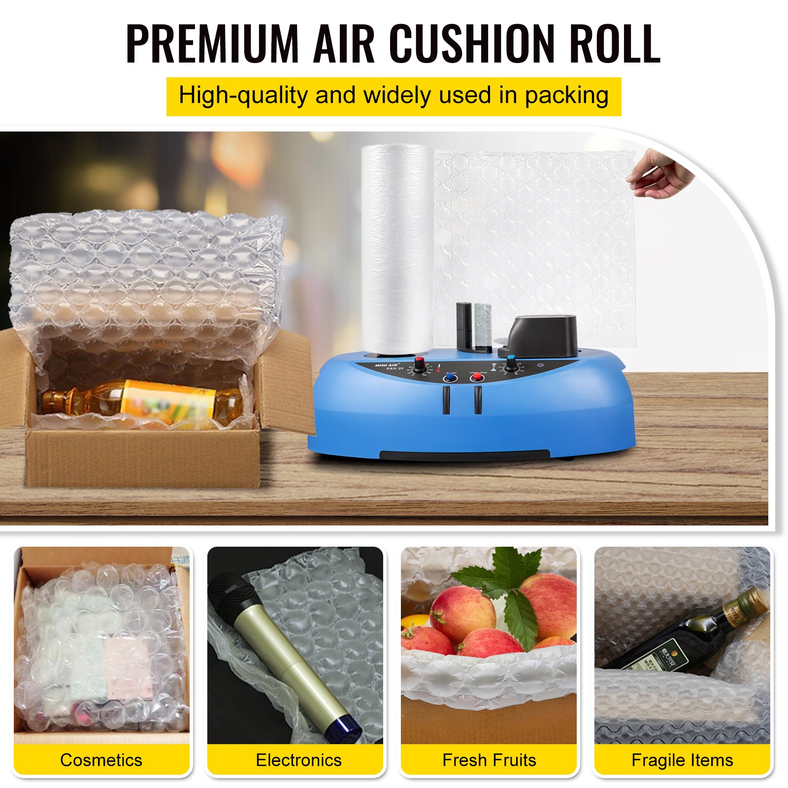 984ft x16″ Air Cushion Machine Film Small Bubble Pillow Packaging Padding 1 Roll