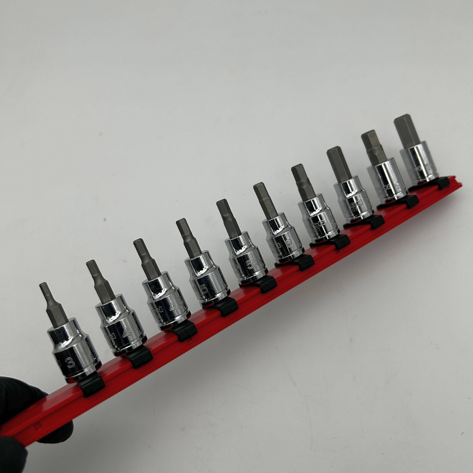 Tekton SHB91102-S Socket Set 3/8inch Drive Hex Bit 10-PC 3-10mm Metric w/ Rail