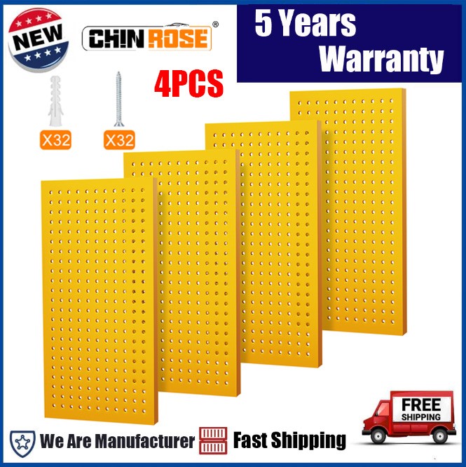 4 Pack 24″ x 12″ Metal Pegboard Panels Wall Organizer for Garage Tool Heavy Duty